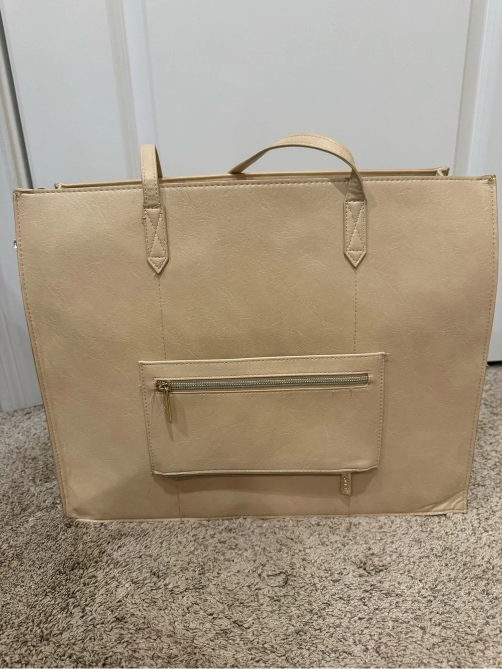 BEIS Beige The Large Work Tote with Top Handles & Long shoulder/crossbody strap